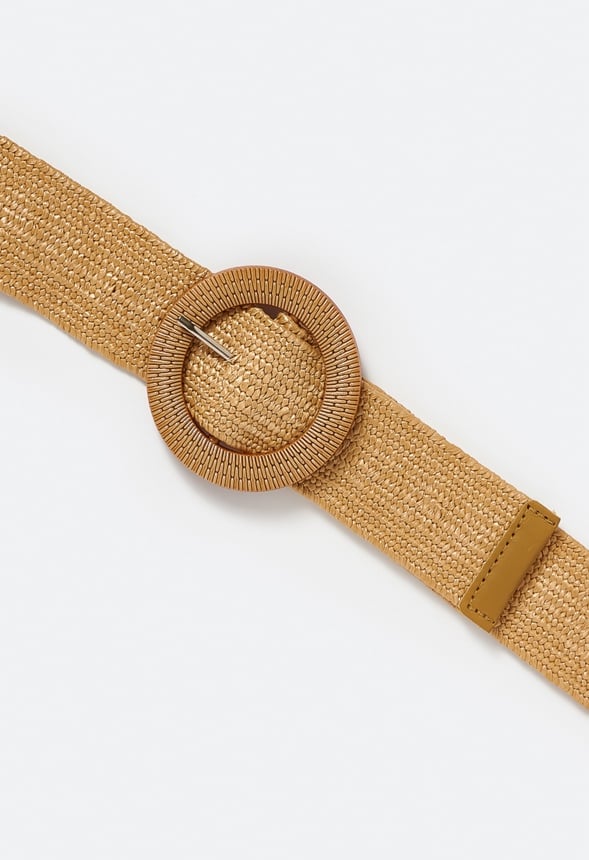 Lena Raffia Belt With Oval Buckle Natural