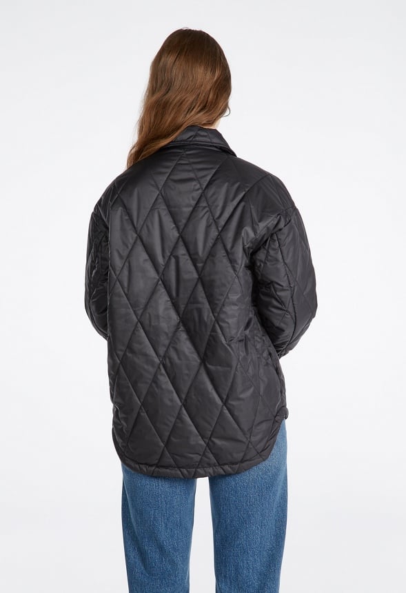 Padded Boyfriend Shacket Black Caviar