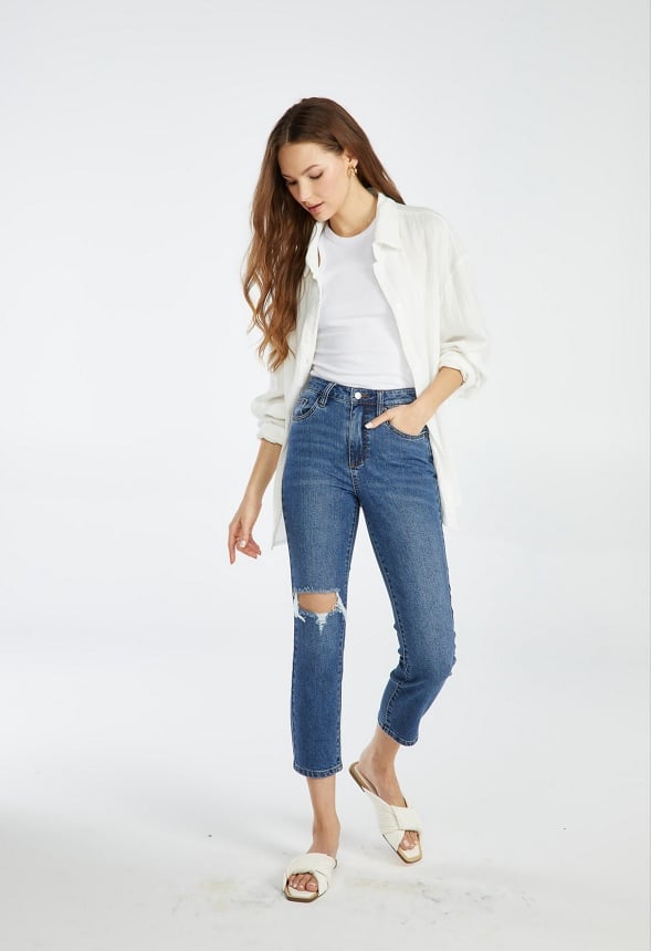 Charlie High Rise Slim Cropped Jeans Drea Medium Wash