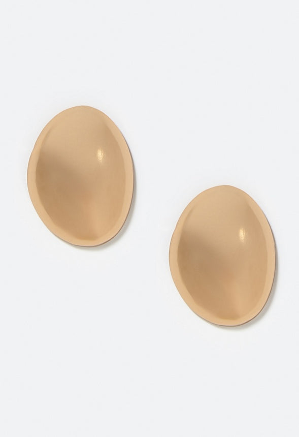 Sia Smooth Large Lightweight Oval Stud Earrings Gold