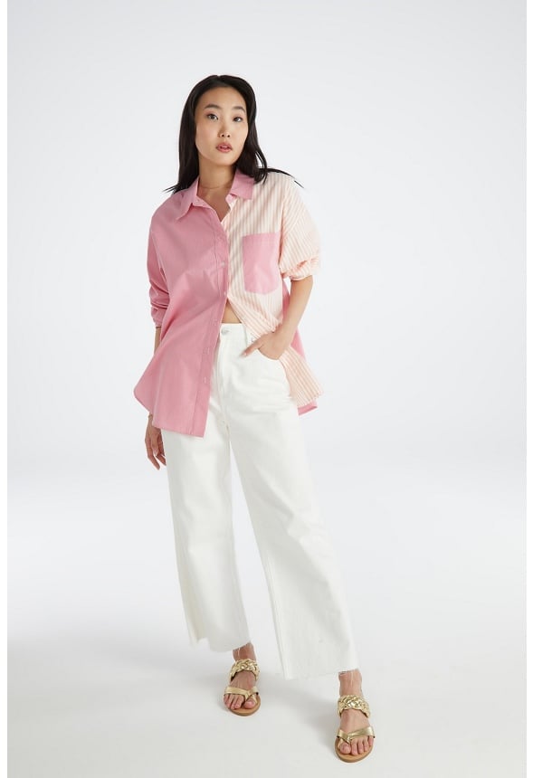 Boyfriend Button Down Shirt Chateau Rose/ Peach Nectar