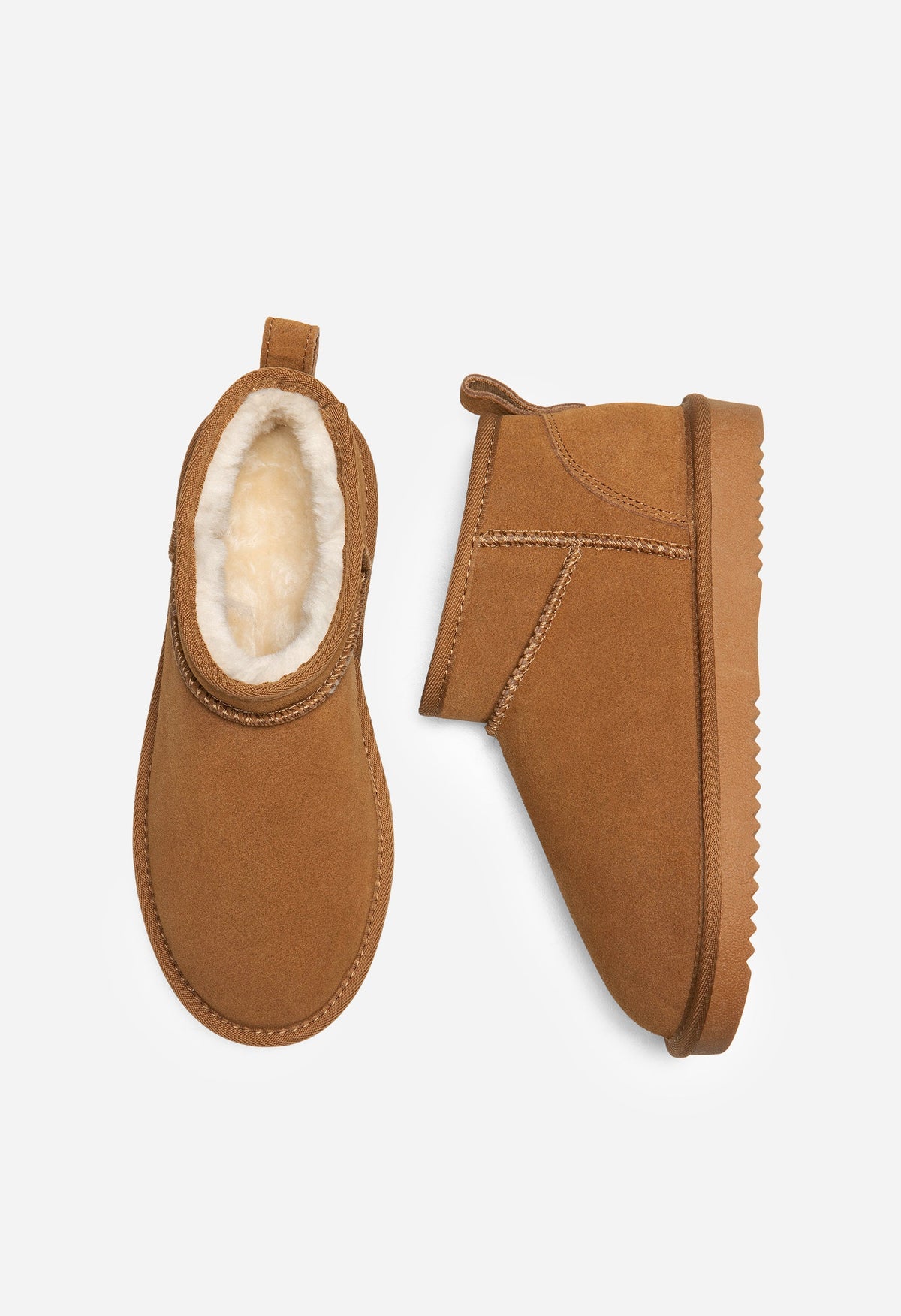 Ankle Winter Boots for Women Genuine Suede Faux Fur Lining Water Resistant Warm Snow Boots Slip On Memory Foam Comfort Booties