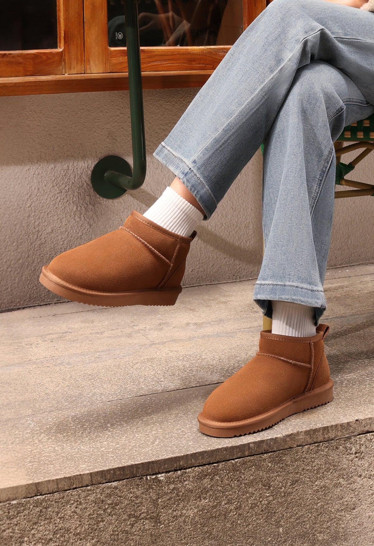 Ankle Winter Boots for Women Genuine Suede Faux Fur Lining Water Resistant Warm Snow Boots Slip On Memory Foam Comfort Booties