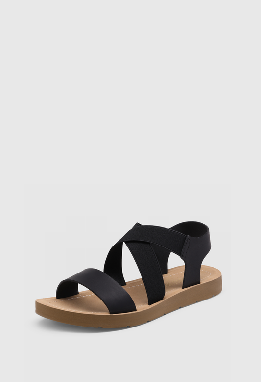 Women's Open Toe Elastic Ankle Strap Flat Summer Sandals