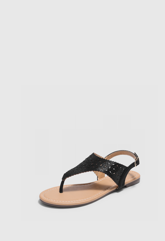 Women's Rhinestone Gladiator Flat Sandals Cute T-Strap Beach Sandals