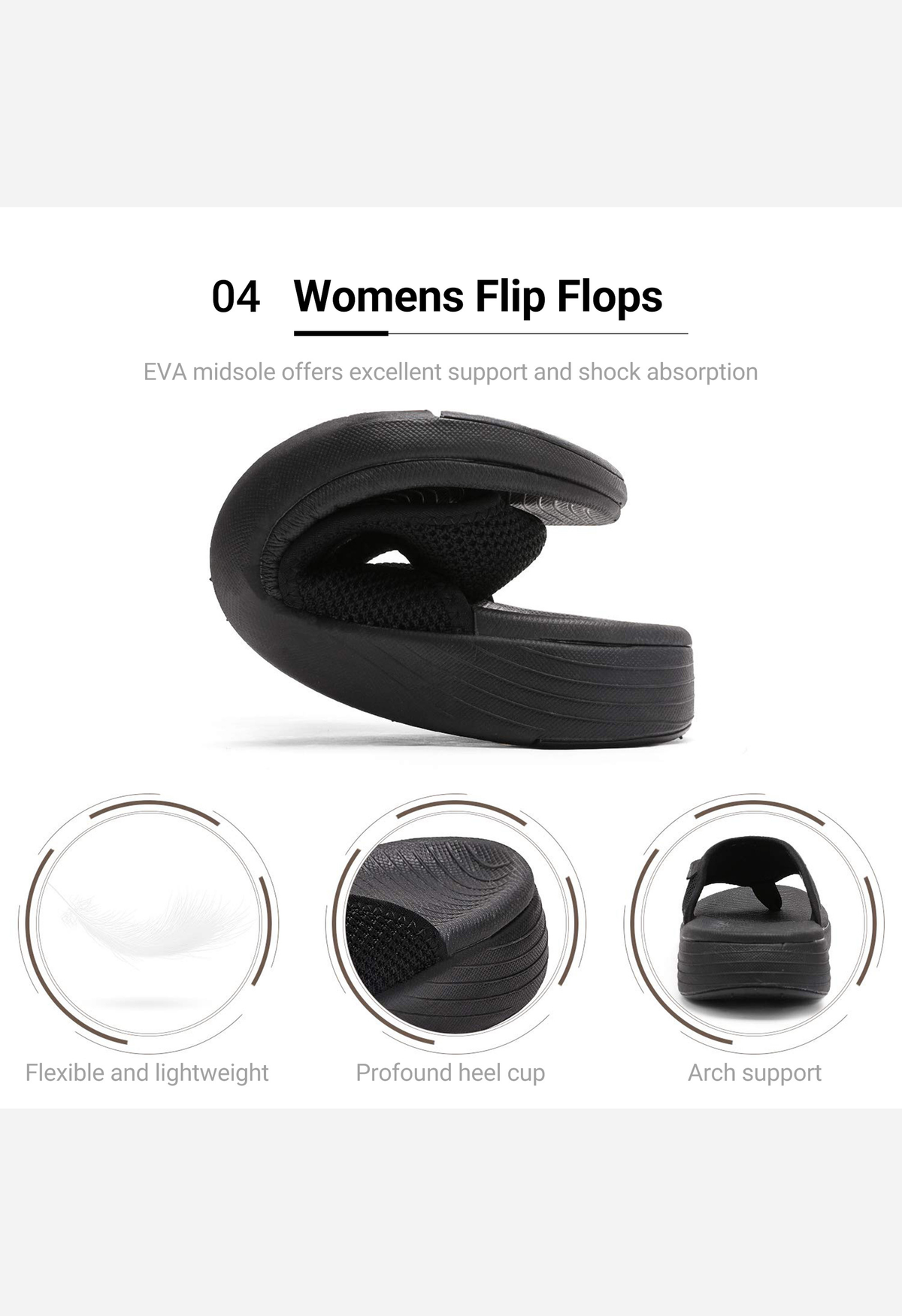 Women's Arch Support Soft Cushion Flip Flops Thong Sandals