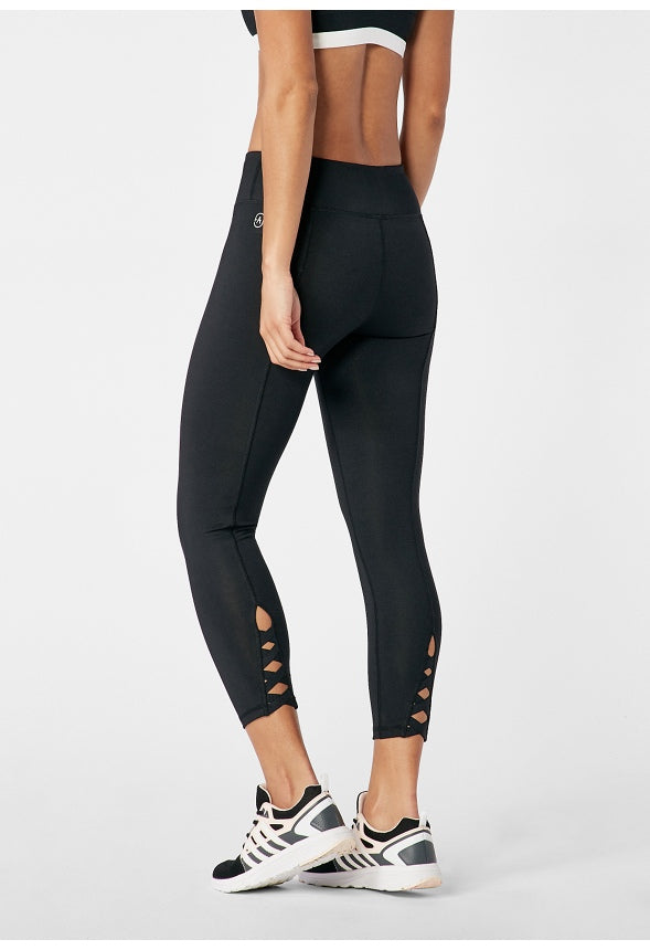Cropped Back Cutout Active Leggings Black