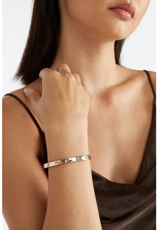 Carla Hinged Stone Set Bangle Crystal/ Gold
