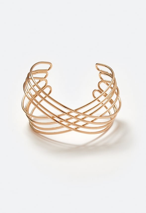 Gio Multi Wired Criss Cross Cuff Bracelet Gold