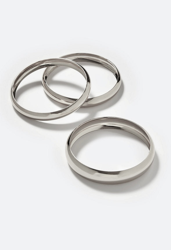 Andi 3 Pack Smooth Metal Bangles Silver