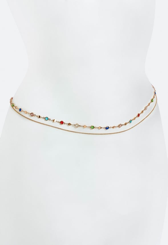 Jen Multicoloured Halo Glass Beads Belly Chain Multi/ Gold