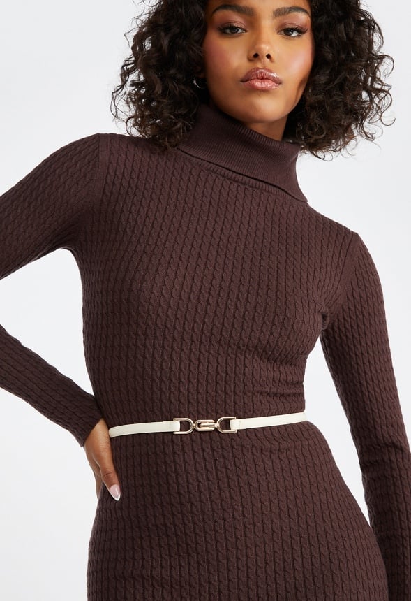 2-Pack Dora Adjustable Belts With Horse Bit Buckle Cream/ Black