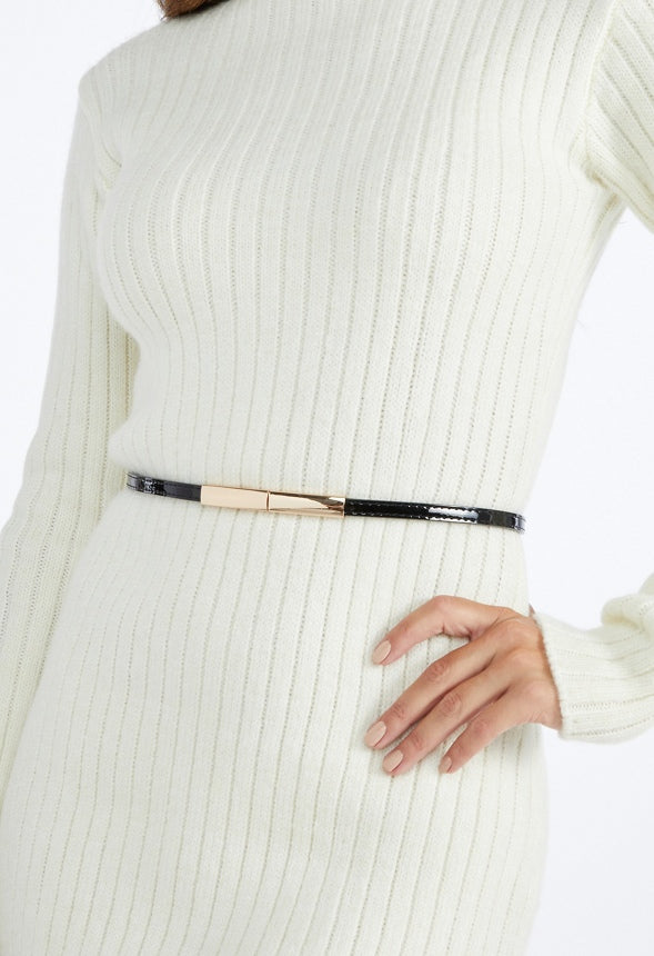 2-Pack Elia Adjustable Belts With Smooth Fine Metal Buckle Silver/ Black