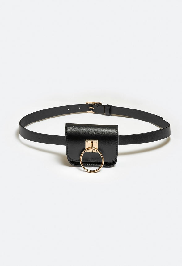 Java Faux Leather Belt Purse With Removable Purse Gold/ Black
