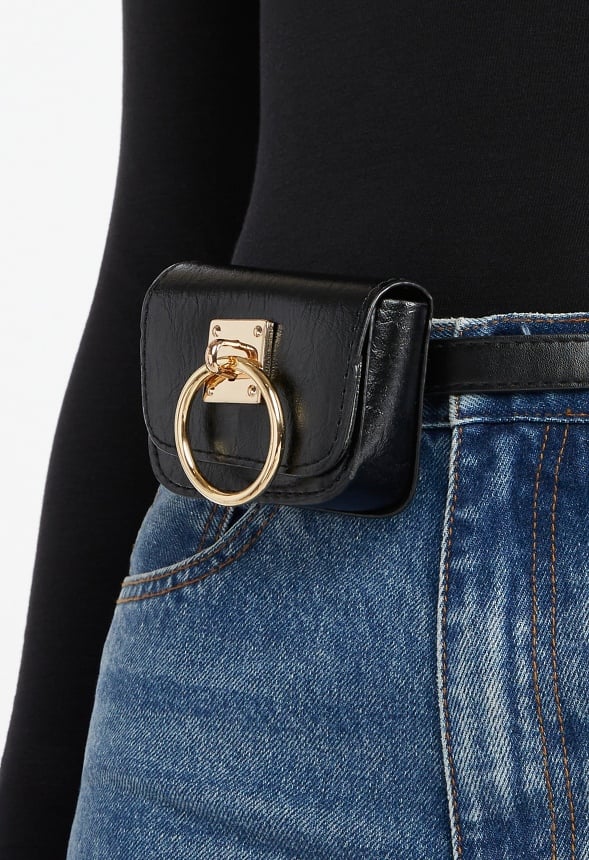 Java Faux Leather Belt Purse With Removable Purse Gold/ Black