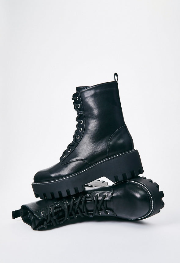 Eletra Lace-Up Boot Black