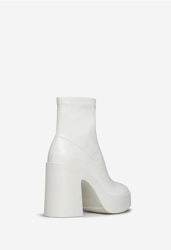 Pegah Block Heeled Ankle Boot Bright White