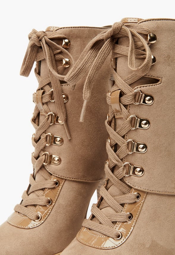 Shandee Harness Lug Sole Ankle Boot Taupe