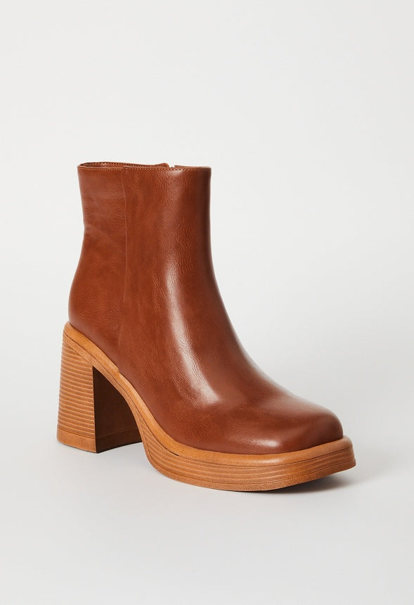 Brienne Platform Ankle Boot Leather Brown