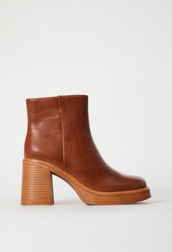 Brienne Platform Ankle Boot Leather Brown