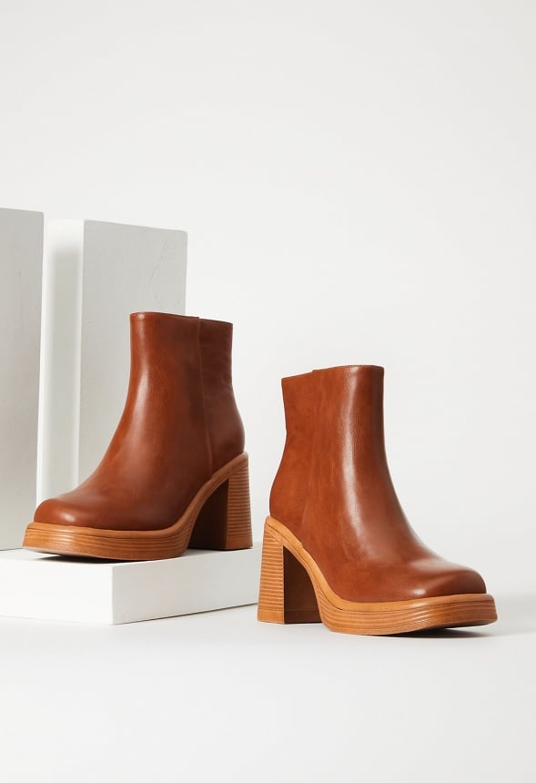 Brienne Platform Ankle Boot Leather Brown