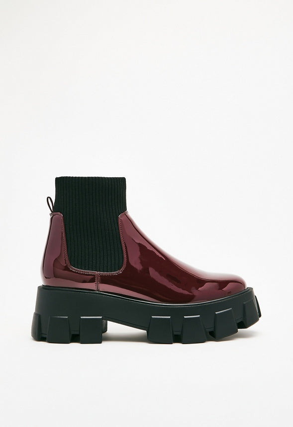Arden Lug Sole Ankle Boot Maroon Banner