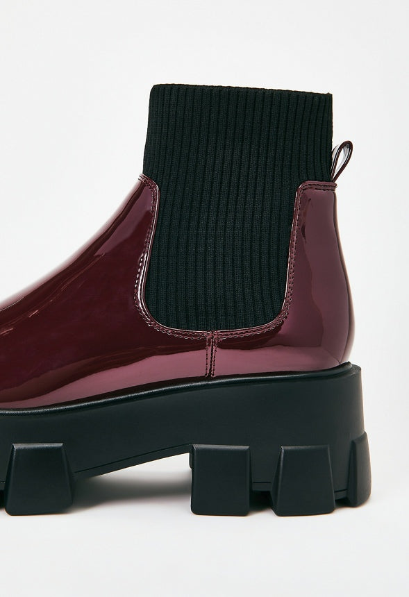 Arden Lug Sole Ankle Boot Maroon Banner