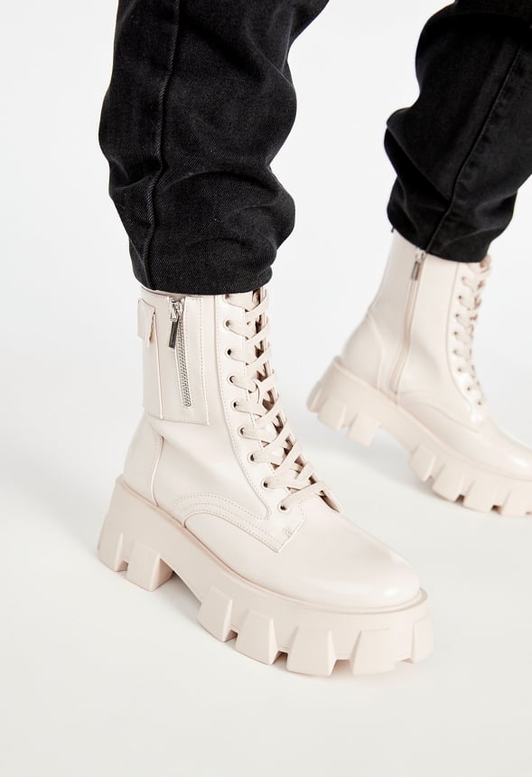 Reverie Combat Boot Birch White