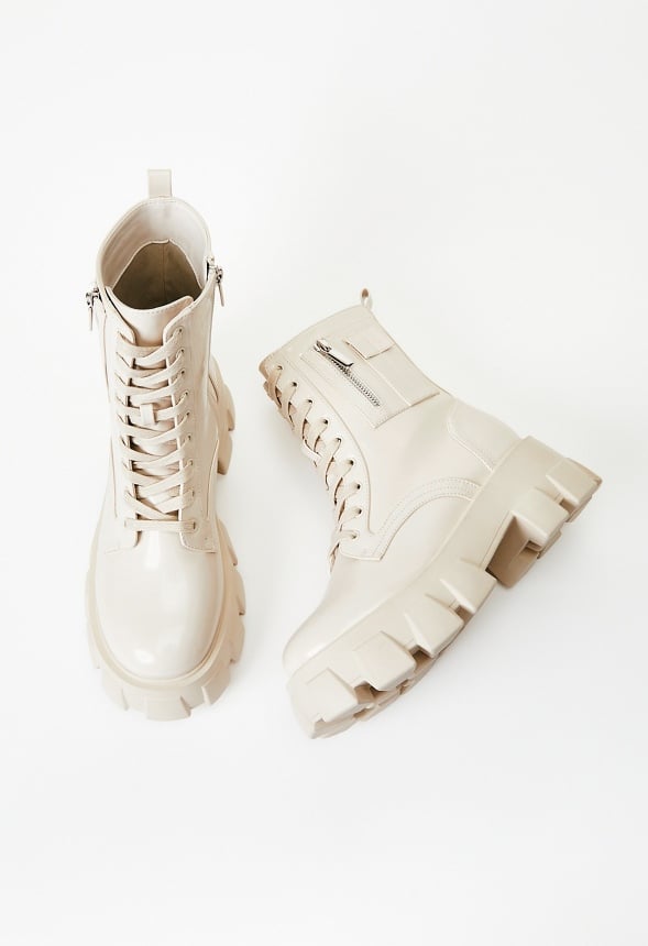 Reverie Combat Boot Birch White