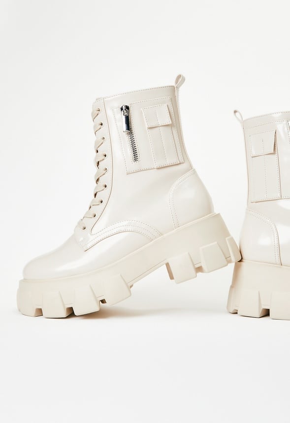 Reverie Combat Boot Birch White