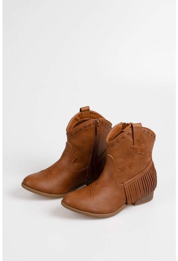 Western Fringe Ankle Boot Brown
