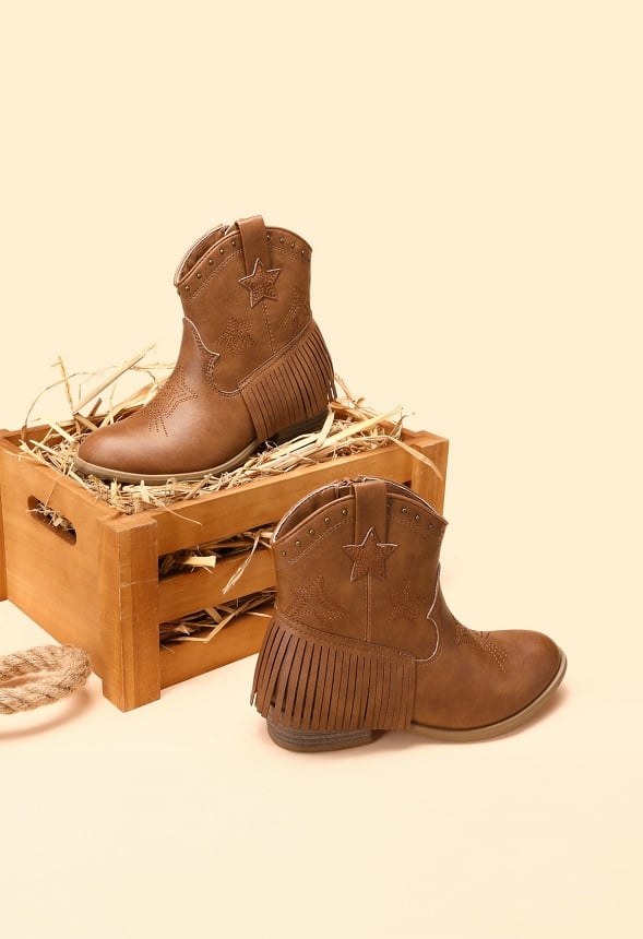 Western Fringe Ankle Boot Brown