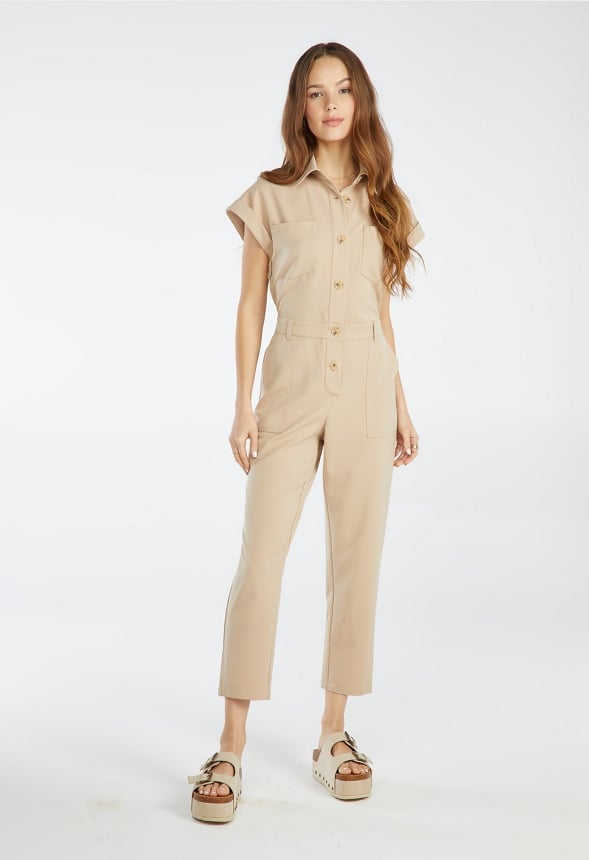 Utility Jumpsuit Beige Sesame