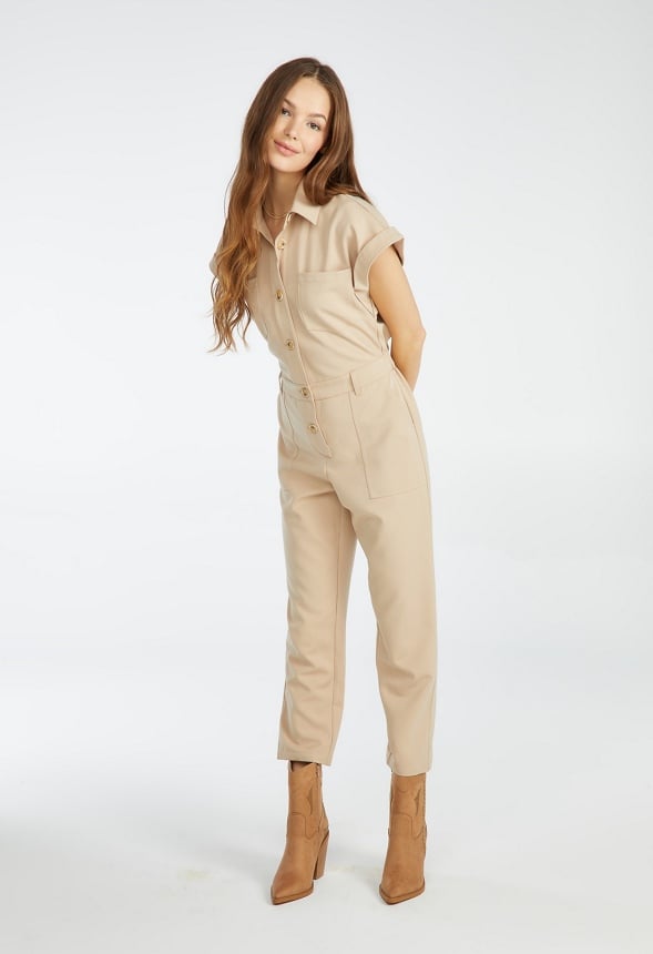 Utility Jumpsuit Beige Sesame