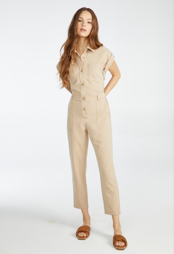 Utility Jumpsuit Beige Sesame