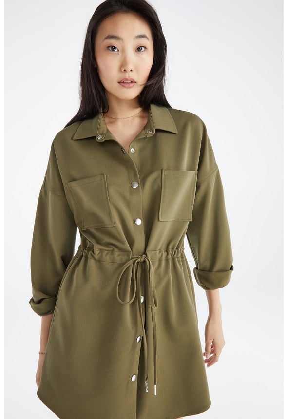 Utility Jacket Dress Burnt Olive