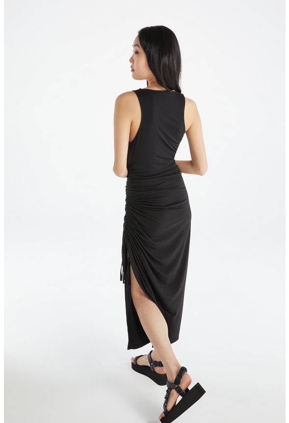 Ruched Maxi Tank Dress Black Caviar
