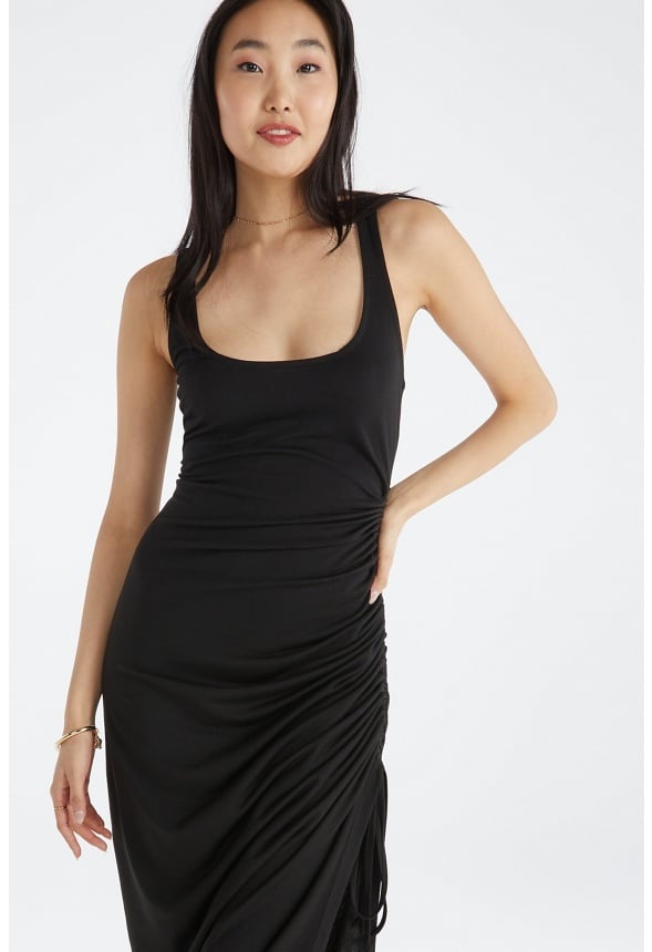 Ruched Maxi Tank Dress Black Caviar