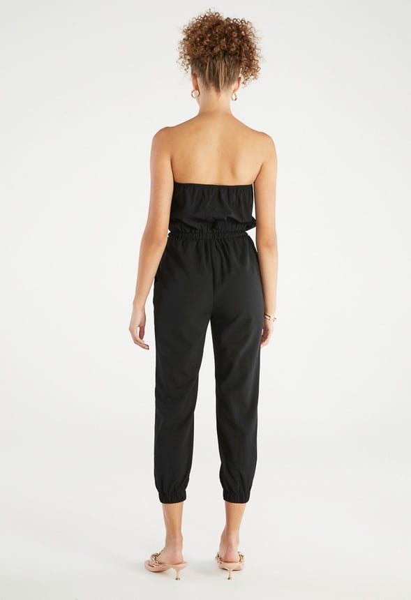 On The Go Strapless Jumpsuit Black Caviar