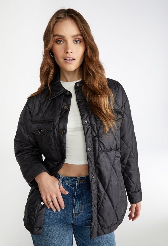 Padded Boyfriend Shacket Black Caviar