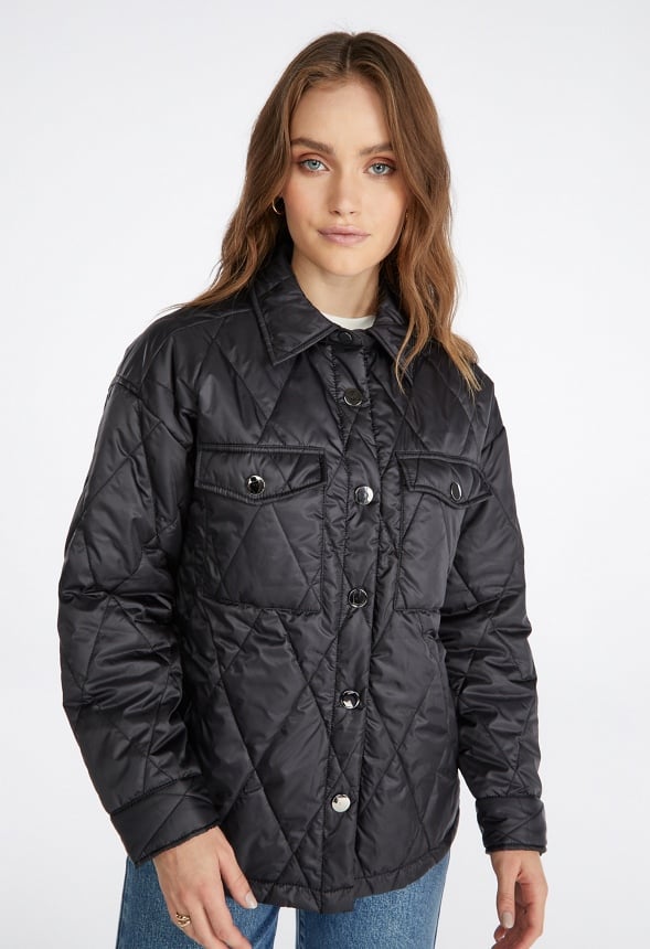 Padded Boyfriend Shacket Black Caviar