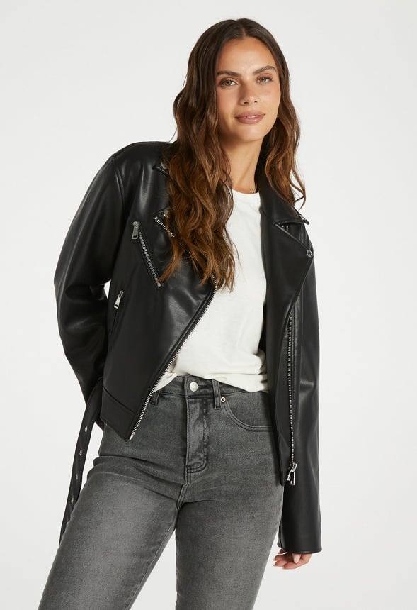 Faux Leather Jacket Black Caviar