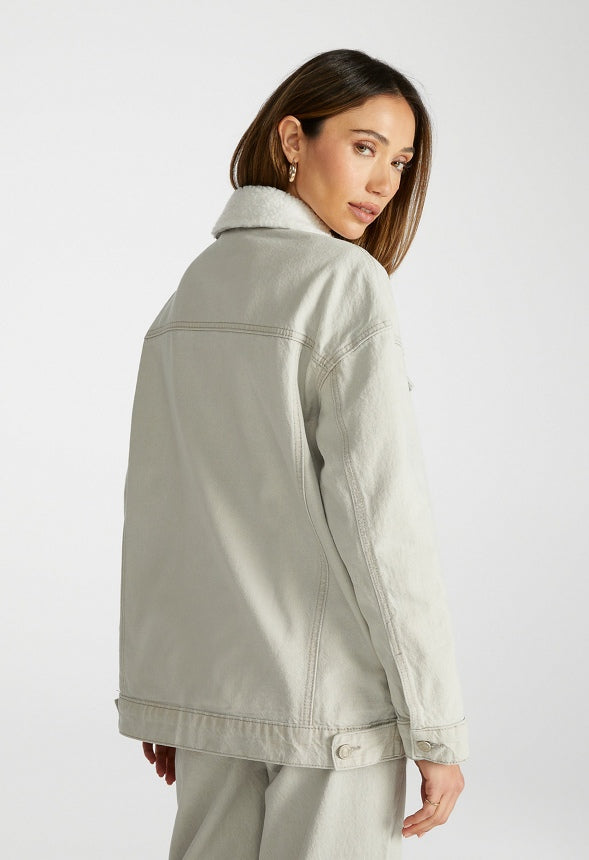 Shearling Oversized Denim Jacket Nimbus