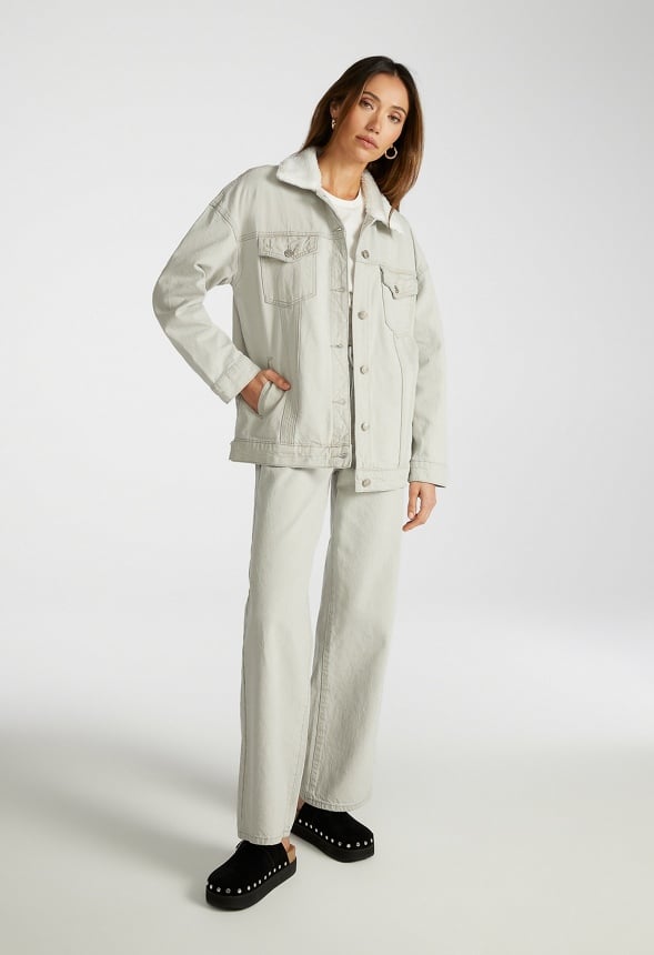 Shearling Oversized Denim Jacket Nimbus