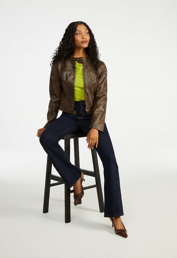 Leather Moto Jacket Burnished Leather