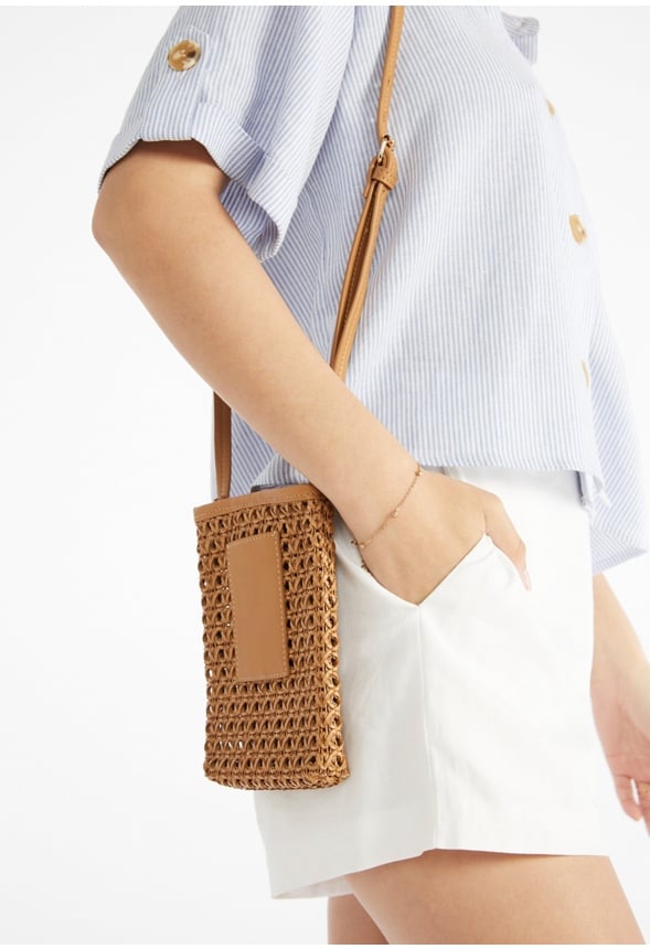Woven Phone Crossbody Camel