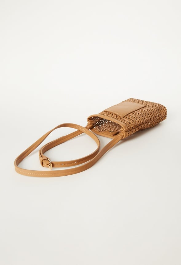 Woven Phone Crossbody Camel