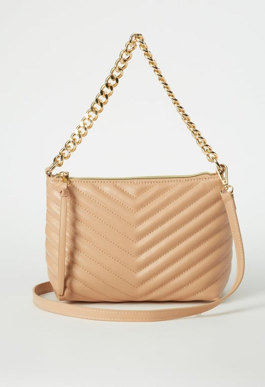 Quilted Zip Crossbody Nude