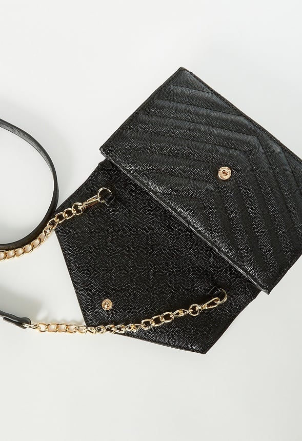 Quilted Wallet On A Chain Black