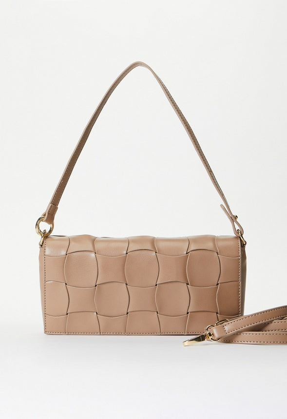 Large Detail Woven Crossbody Taupe